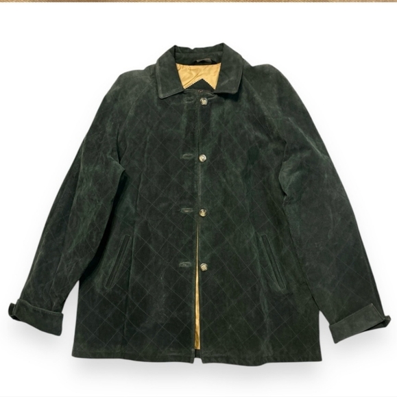 AUTHENTIC TRADITION Quilted Green Suede Shirt Jacket - Picture 7 of 8